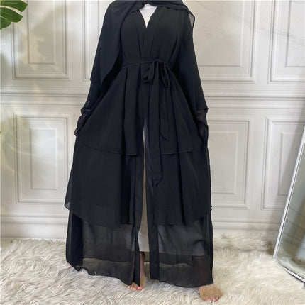 Islamic Dubai New Three Layer Chiffon Cardigan Robe