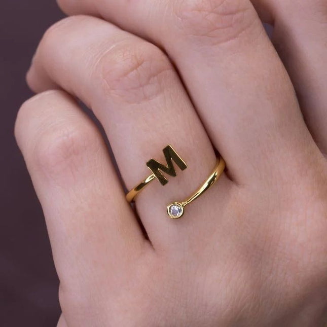 English Letter M Ring Fashion Open Index Finger Ring Couple Ring