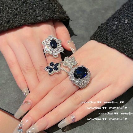 Wholesale Fashion 18K Gold Plated Snowflake Zircon Frosted Ring Set
