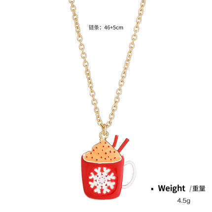 Christmas Snowflake Oil Drop Pendant Necklace Ring Set