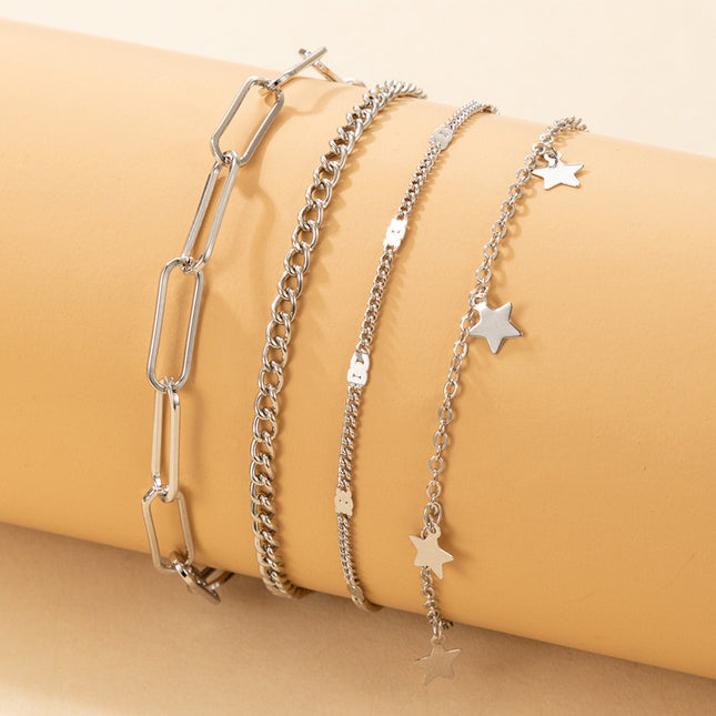 Star Hollow Stitching Chain Twist Chain Four Pieces Armband