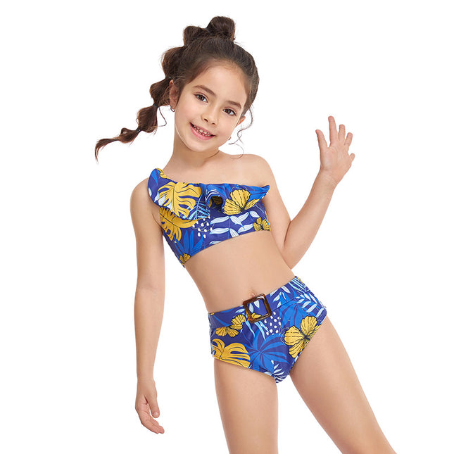 Zweiteiliger Bikini für Kinder mit überkreuzter Schulter