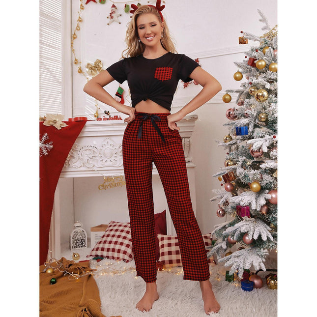 Damen Homewear Weihnachten Kurzarm Hosen Pyjama Set