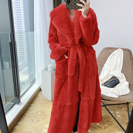 Wholesale Ladies Winter Plus Size Mid Length Fashion Faux Fur Coat
