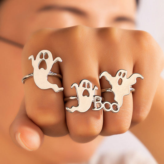 Wacky Ghost Halloween Fun Ring Set of 3