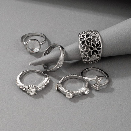Juego de anillos huecos de 13 piezas con diseño de unicornio tallado en forma de gota de agua