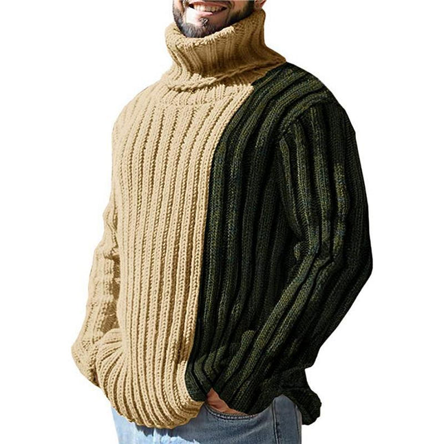 Suéter de cuello alto de manga larga con paneles de otoño/invierno para hombre
