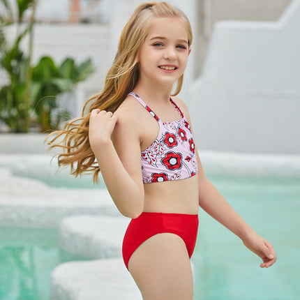 Kinder zweiteiliger Bikini Mädchen rückenfreier Mädchen Badeanzug