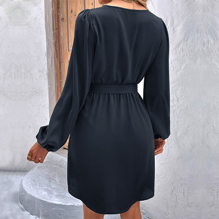 Wholesale Ladies Spring Summer Fashion V Neck Long Sleeve Dress