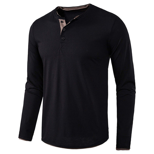 Wholesale Men's Autumn Casual Solid Color Long Sleeve T-Shirt