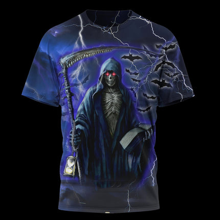 Wholesale Men's Skull 3D Digital Printing Round Neck Short Sleeves T-shirt