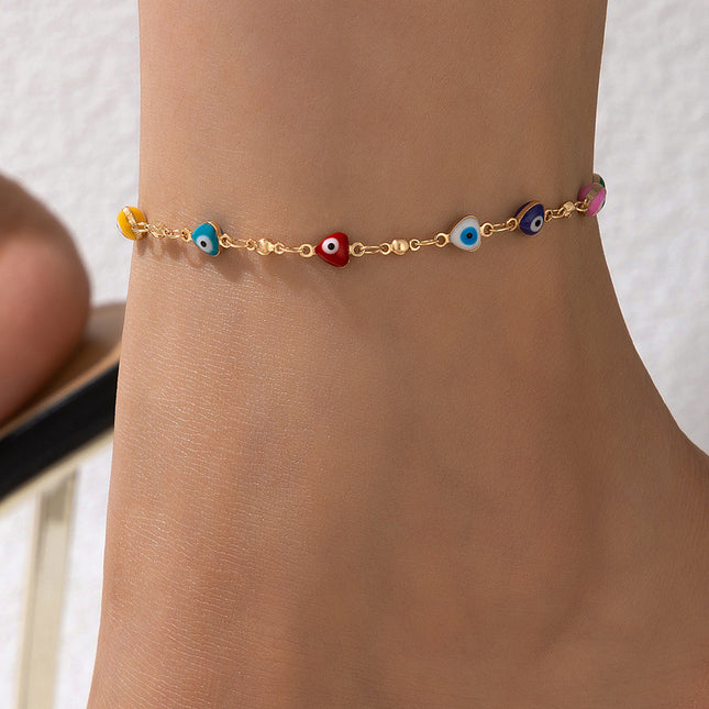 Colorful Eye Butterfly Drop Oil Single Layer Fashion Anklet