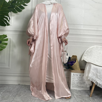Islamische arabische glänzende Seiden-Cardigan-Robe mit Ärmeln