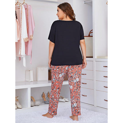 Wholesale Plus Size Ladies Pajamas Short Sleeve Trousers Homewear Set