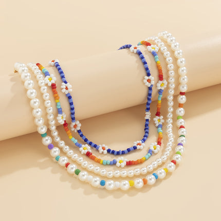 Bunte Gänseblümchen-Großhandelsblumen-Reis-Korn-Perlen-Halskette