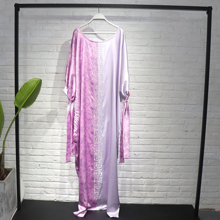 Afrikanischer Großhandelsdruck, der Rhinestone-Rayon-Kleid-Robe bügelt