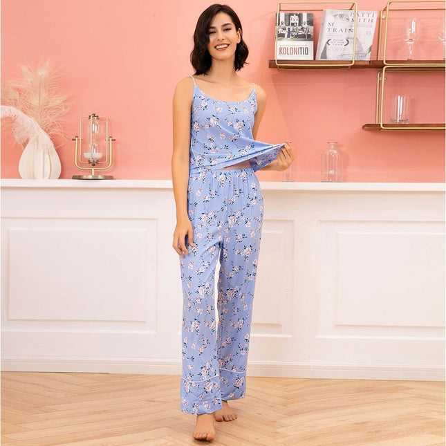 Conjunto de ropa de casa para mujer Tirantes sin espalda Pantalones Pijamas