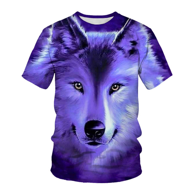 Fox Wolf Herren T-Shirt 3D-gedruckter Digitaldruck Kurzarm