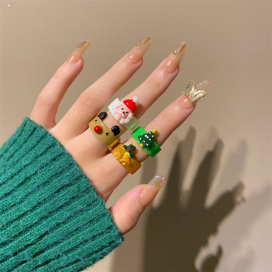 Christmas Cartoon Resin Ring Elk Index Finger Ring Cute Ring