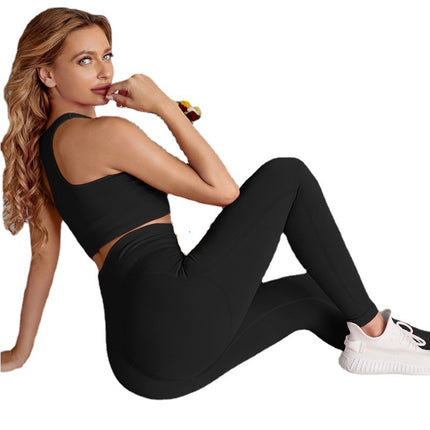 Wholesale Women's Sports Gym Yoga Bra Vest Leggings Two-Piece Set