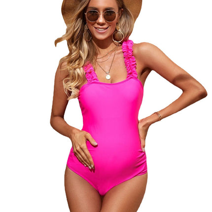 Einteiliger Badeanzug für Schwangere, rosafarbener, sexy Strand-Badeanzug