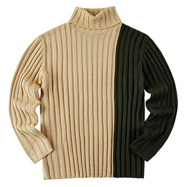 Suéter de cuello alto de manga larga con paneles de otoño/invierno para hombre