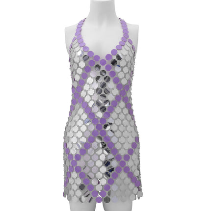 Slit Dress Clothing Stitching Rhombus Sequin Body Chain