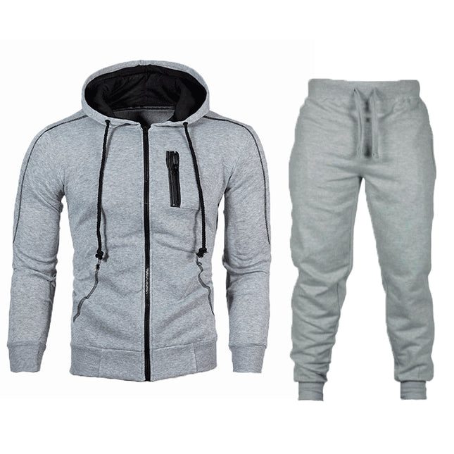 Wholesale Men's Fall Winter Casual Cardigan Hoodie Joggers Two Piece Set
