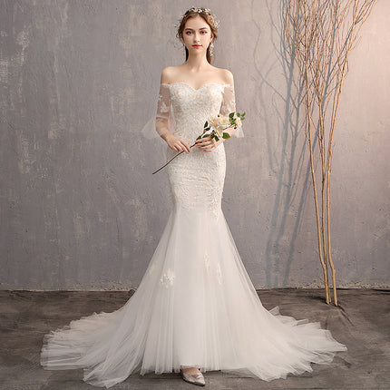 Braut Einfaches und schlankes schulterfreies Hochzeitskleid