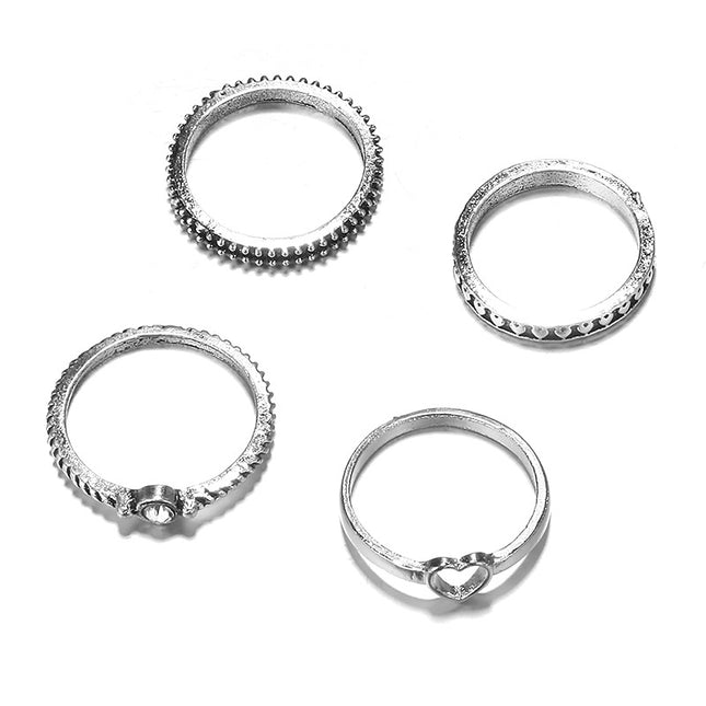 Großhandelsart- und weiseliebes-Ringrhinestone-Silber-Ring vier Stücke