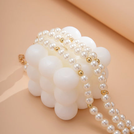 Tobillera con cuentas de perlas geométricas con cuentas redondas hechas a mano