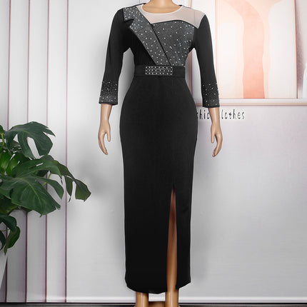 Wholesale African Plus Size Ladies Package Hip Pencil Dress With Belt