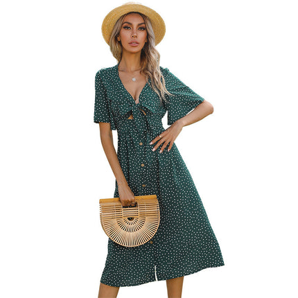 Gepunktetes Kleid mit Rüschenärmeln und Polka Dot für Sommerfrauen