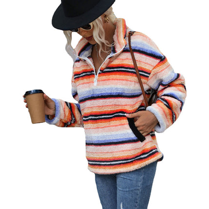 Wholesale Lapel Long Sleeve Double Fleece Printed Pullover Sweatshirt Hoodie