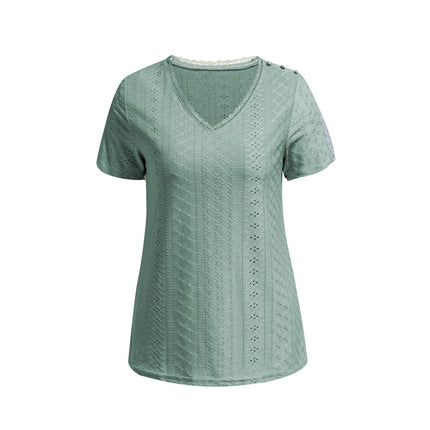 Hollow Crochet Hollow Short Sleeve Top Lace T-Shirt
