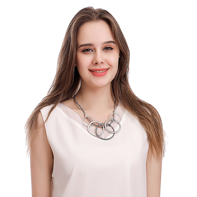 Wholesale Women's Contrasting Color Fashion Multi-layer Ring Necklace