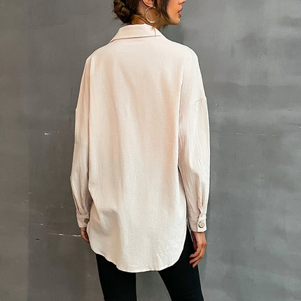 Wholesale Ladies Lapel Long Sleeve Casual Cardigan Shirt