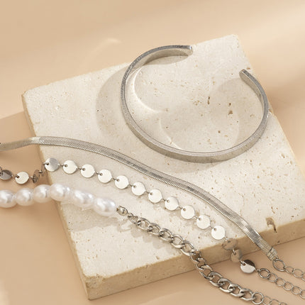 Glossy Snake Bone Hand Decoration Imitation Pearl Bracelet