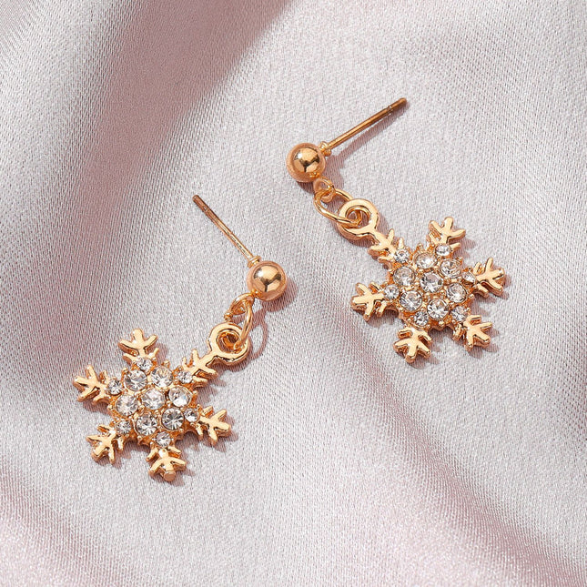 Wholesale Fashion Christmas Snowflake Rhinestone Stud Earrings