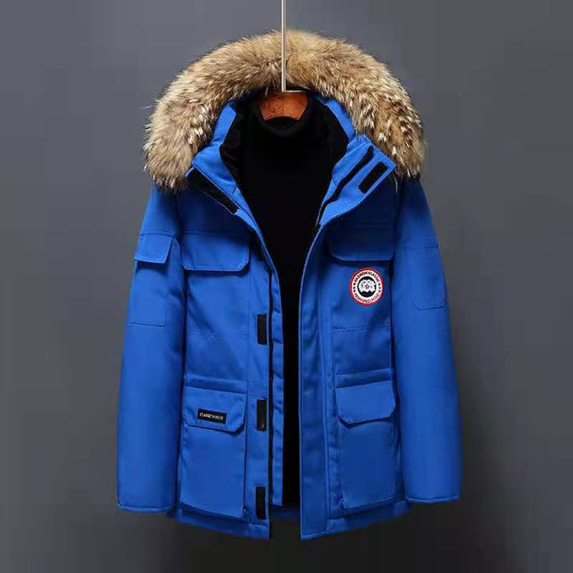 Wholesale Men's Short Mid Length Winter Thick Hooded Down Jacket