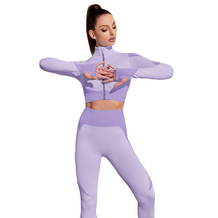 Wholesale Ladies Breathable Quick-drying Sports Yoga Top Leggings Two Piece Set