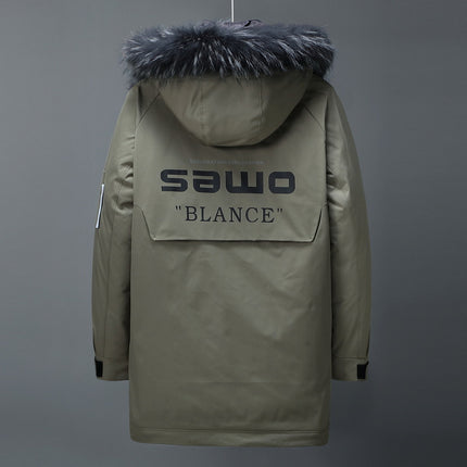 Wholesale Men's Mid-Length Hooded Fur Collar Winter Down Jacket
