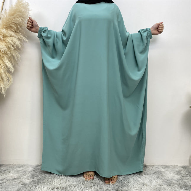 Naher Osten Dubai Fledermaus Langarm Einfarbige Robe für Damen