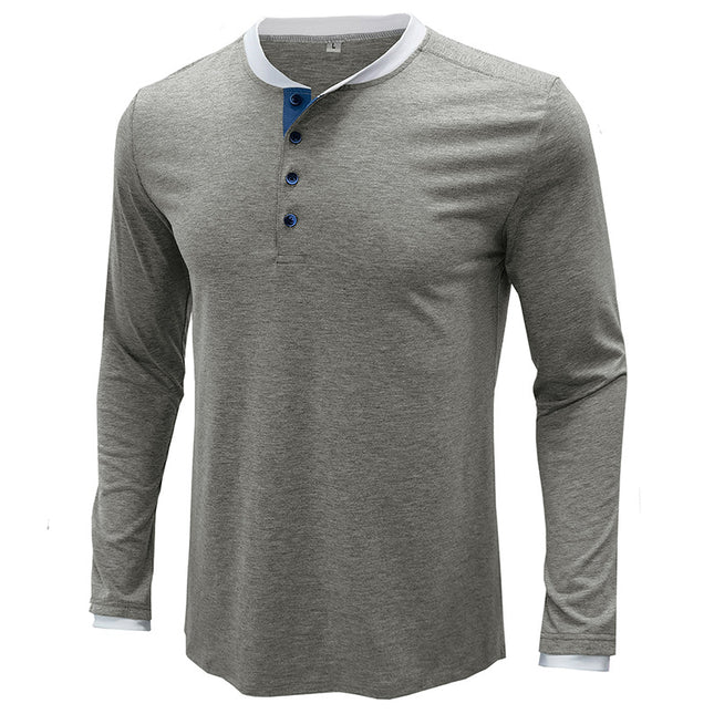 Wholesale Men's Long Sleeve Solid Color Casual Autumn Winter T-Shirt
