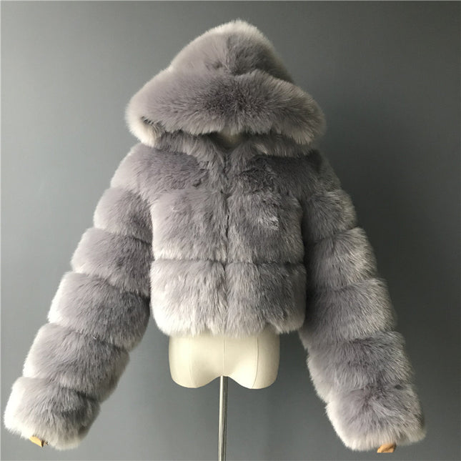 Wholesale Ladies Winter Fashion Plus Size Warm Faux Fur Coat