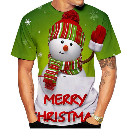 Lässiges Kurzarm-Druck-T-Shirt für Sommer-Weihnachtsmann-Männer