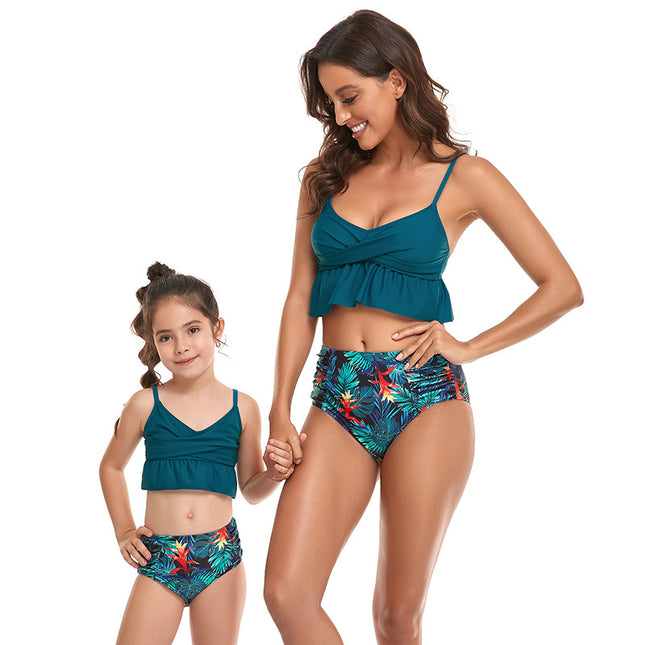 Parent-child Print Swimsuit Fly Tankini