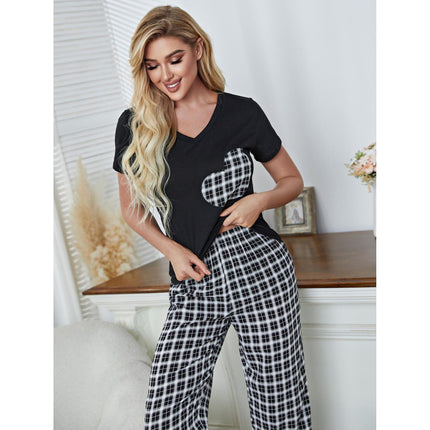 Pajamas Homewear Set Heart Print Short Sleeve Trousers