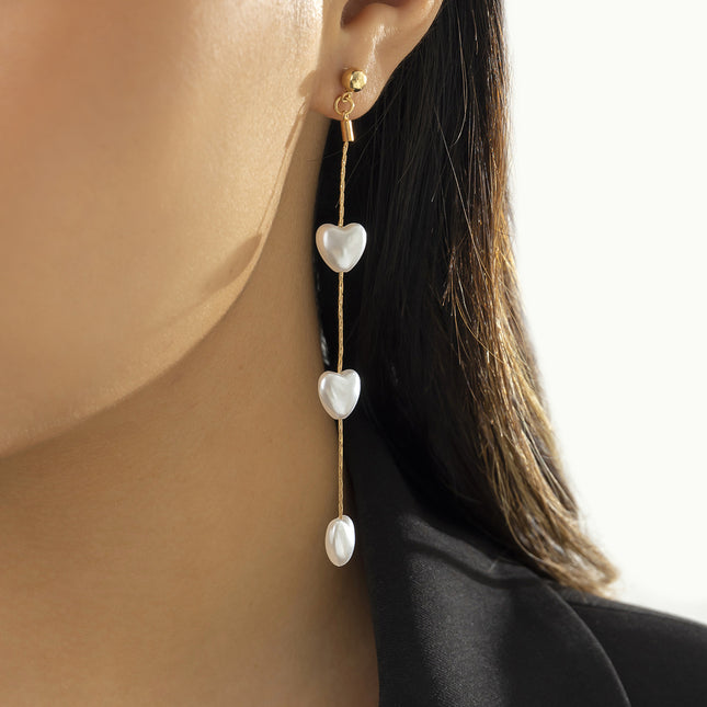 Hirse-Perlen-Bolzen-Ohrringe Mode-Metallketten-Quasten-Ohrringe