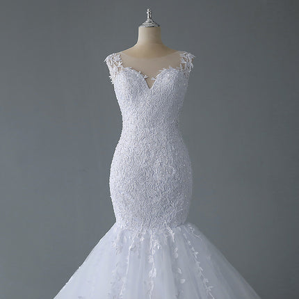Großhandelsfall-Winter-einfache Meerjungfrau-Spitze-Hochzeits-Kleid